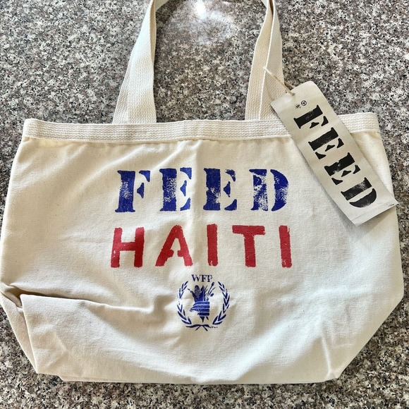 Feed Handbags - FEED Haiti Feed Projects Organic Cotton Canvas Market Tote Bag 50 Meals Provided